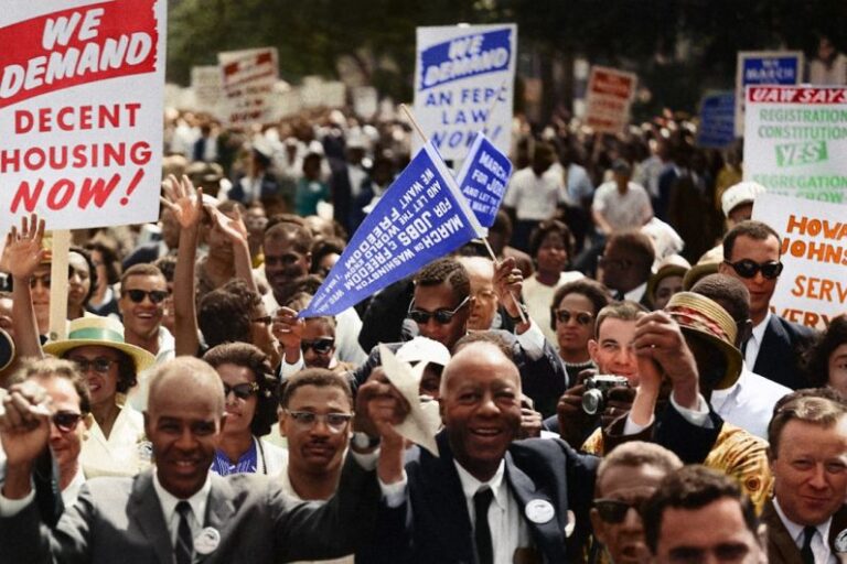 Hamster Signs - A crowd of demonstrators march during the Civil Rights March on Washington