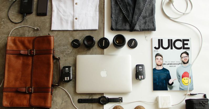 Hamster Essentials - Brown Leather Bag, Clothes, and Macbook