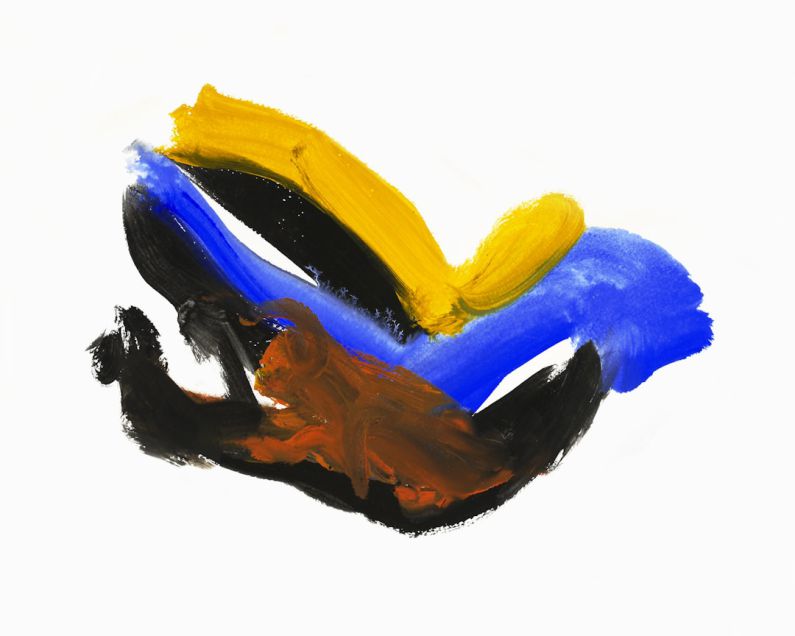 Hamster Signs - a painting of a hand holding a blue and yellow object