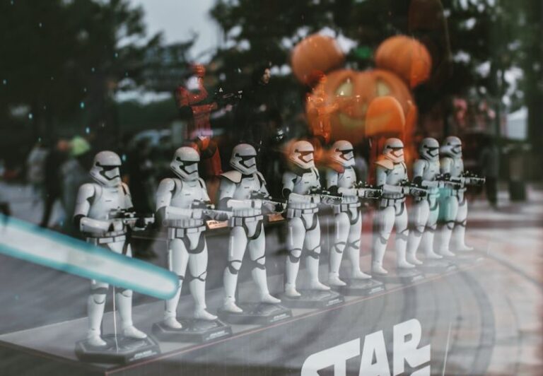 Hamster Toys - a display of star wars figurines in a store window